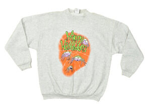 TSI Vintage Happy Halloween Spider Graphic Sweatshirt Heather Gray XL 24x28